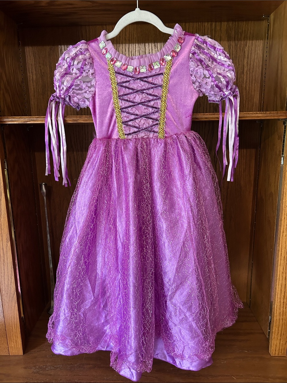 Girls Purple Princess Theatre Dress with Gold Trim
